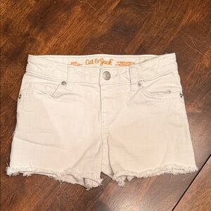 Cat & Jack Girls White Jean/Denim Cutoff Shorts S (6/7)